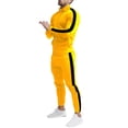 thumbnail image 3 of Domuza Mens Sweatsuits 2 Piece Set Jogging Zip Up Jackets Activewear 2 Piece Outfit Athletic Fall Winter Drawstring Long Sleeve Outfit Yellow 2XL, 3 of 8