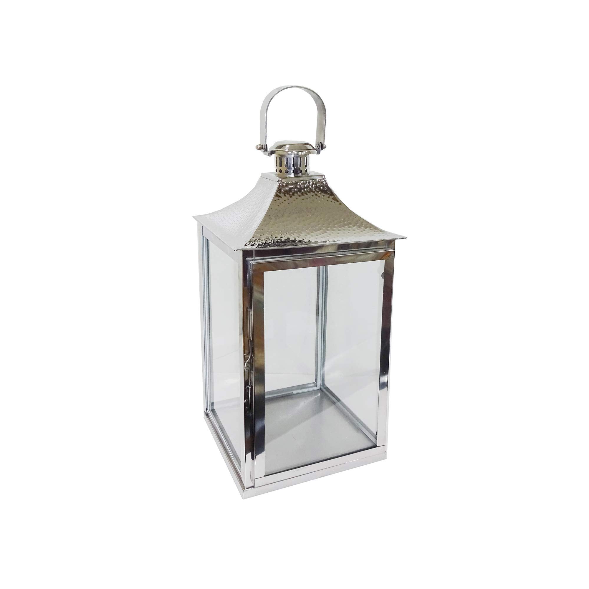Silver Metal Frame and Glass Candle Holder Lantern, image size:2000x2000