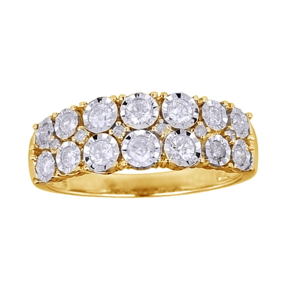White Natural Diamond Double Row Band In Solid Gold (0.5 Cttw)