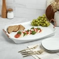 thumbnail image 2 of Denmark Tools for Cooks 19.5" Rectangular White Porcelain Serving Tray with Copper Handles, 2 of 6