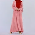 thumbnail image 3 of JBXKXYW Casual Dresses For Women Women'S Muslim Abaya Long Sleeve Arab Dubai Abaya Modern Middle Prayer Belt Eid Long Dress Womens Dresses (Pink,M), 3 of 5