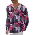thumbnail image 1 of Blusa superior con cordón de manga larga estampada cómoda informal de moda para hombre Pompotops  oipoqjl34862, 1 of 8