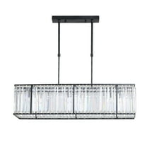 Miumaeov Modern Crystal Chandelier Rectangle Adjustable Ceiling Hanging Light Pendant Lamp Fixture