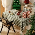 thumbnail image 6 of Fennco Styles Plaid Woven 100% Cotton Tablecloth with Pom Pom 56" W X 72" L - Green Table Cover for Winter Holiday Décor, Banquet, Family Gathering and Special Occasion, 6 of 6