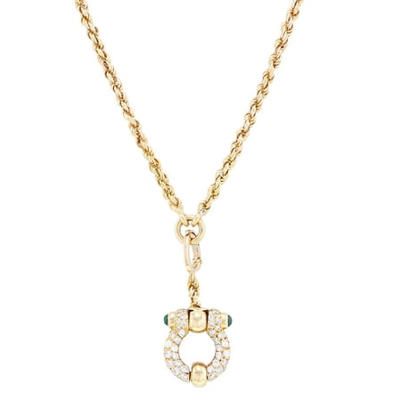 Van Cleef & Arpels 18K Yellow Gold Diamond Emerald 0.80 Cttw 16 Inches