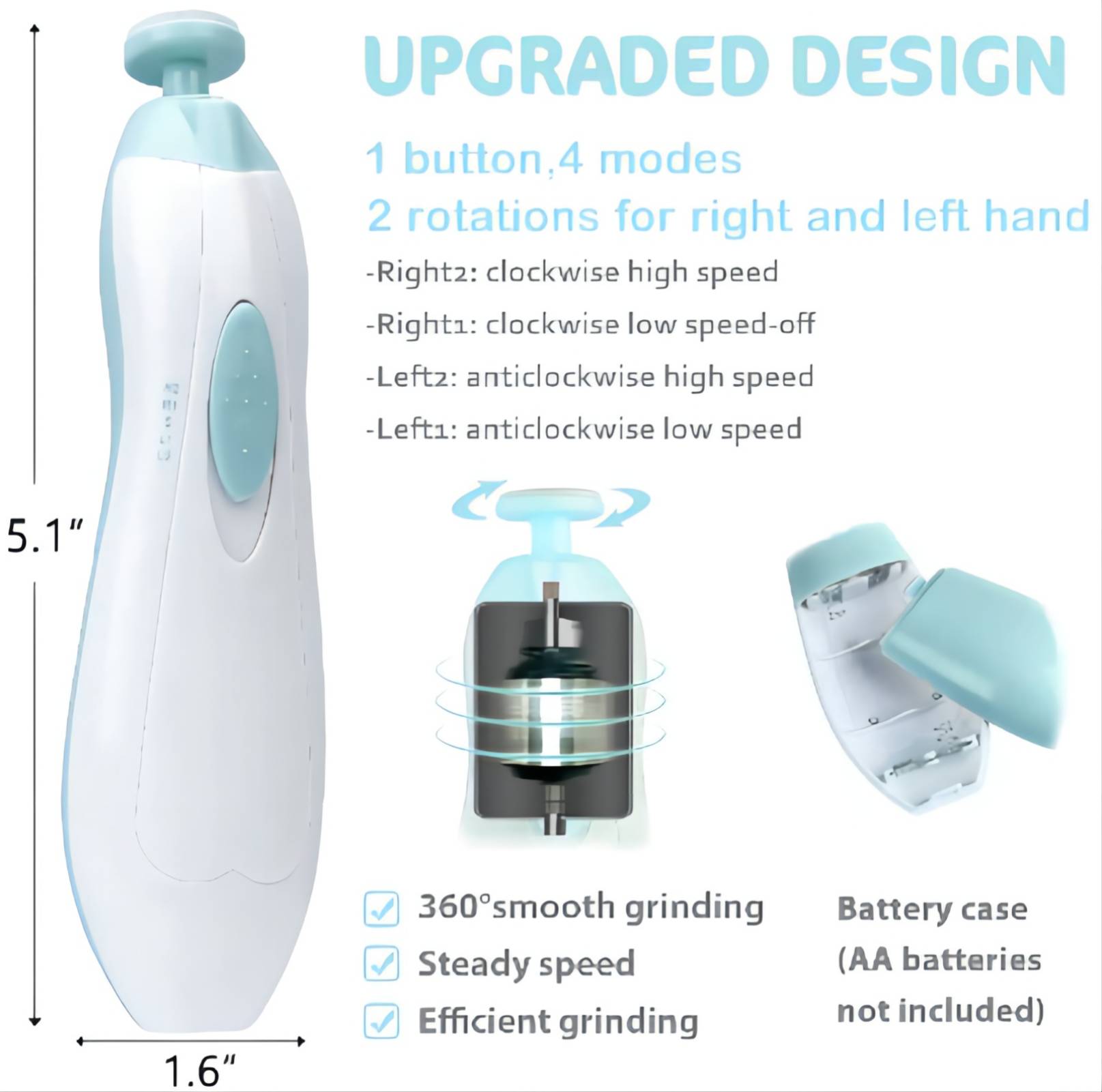 LANNEY Baby Electric Nail File with 10 Grinding Heads photo 7
