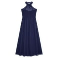 thumbnail image 6 of Manyakai Kids Flower Girls Wedding Dress Sequins Halter Princess Ruched Chiffon Maxi Evening Gown Navy Blue 16, 6 of 7