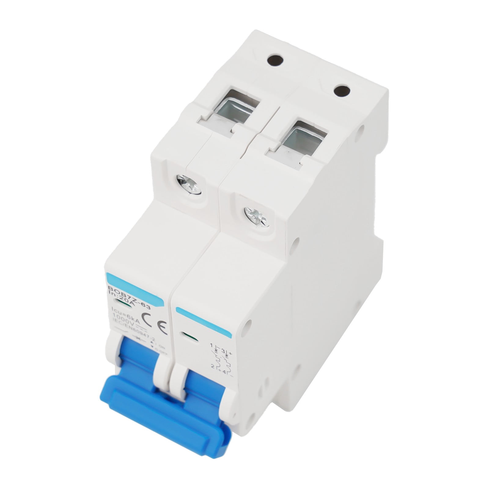 Dc Circuit Breaker 1000V 2 Pole Double Mcb Solar Pv 6 10 16 20 32 40 50 63 Amp