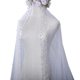 thumbnail image 1 of Wedding Bridal Veil Cut Edge Hair Accessories for Bride Single Layer Sheer Tulle 118" Pearls Embellished Chapel Veils, 1 of 4
