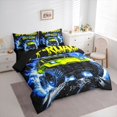 thumbnail image 2 of Castle Fairy Neon Off-Road Truck Bedding Comforter Set 7 Pieces for Boys, Lightning Rock Design Full Bedding Set for Bedroom, Green Blue,Black Reversible, 2 of 7