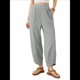 thumbnail image 1 of Pantalones Anchos y Holgados para Mujer, Estilo Palazzo Harén, Informales, con Cintura Elástica y Bolsillos. Gris M, 1 of 10