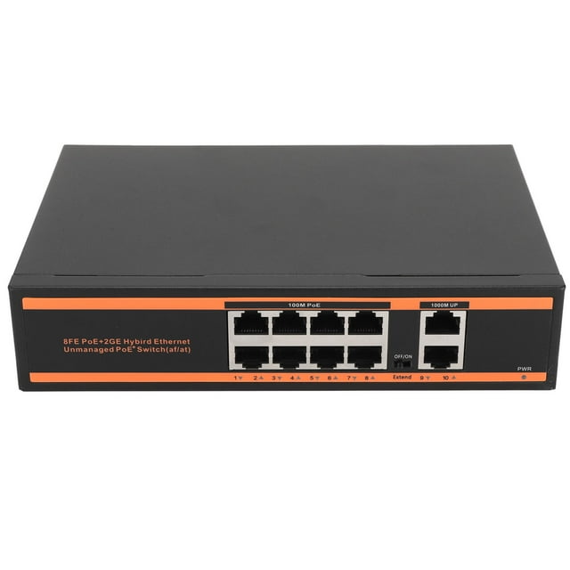 PoE Switch, 10 Port Gigabit Ethernet PoE Switch, Unmanaged 802.3af Compliant PoE Switch, Plug And Play, For Router, NVR Connections, IP Cameras, VoIP Phones