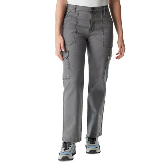 Bass Outdoor Women High-Rise Canvas Cargo Pants Gray , Size 8