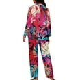 thumbnail image 5 of Kuiaobaty Palm Leaf Print Womens Pajamas Sets Novelty Loungewear Sets Long Sleeve Pjs Sets Button Down Tops and Pants with Pockets 2 Piece Holiday Party Sleepwear Outfits, Size 3XL, 5 of 7