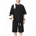 thumbnail image 5 of USNSM Men's Summer 2 Piece Outfits, Ice Silk Thin Loose Crewneck Shirts and Shorts Loungewear Tracksuit Sets with Pockets Black XXXXL, 5 of 5