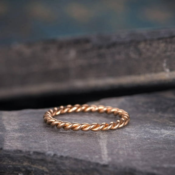 Fashion Women Twist Minimalist Copper Rose Gold Ring