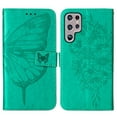 thumbnail image 2 of SaniMore Case for Samsung Galaxy S24 Ultra, PU Leather Skin with Luxury Embossed Butterfly [Wrist Strap & Card Slots & Flip Kickstand] ull-body Shockproof Business Wallet Cover, Green, 2 of 10