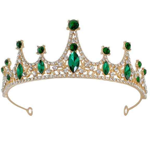 DESIGNICE Party Crystal Crown Tiara Princess Headband Girl Child 14X14CM Green
