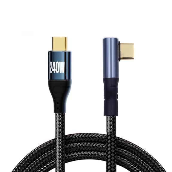CY 0.5M USB-C 240W Type-C Cable 480Mbps 48V 5A Low Profile Angled 90 Degree Compatible with USB2.0 100W Charging for Laptop Tablet Phone
