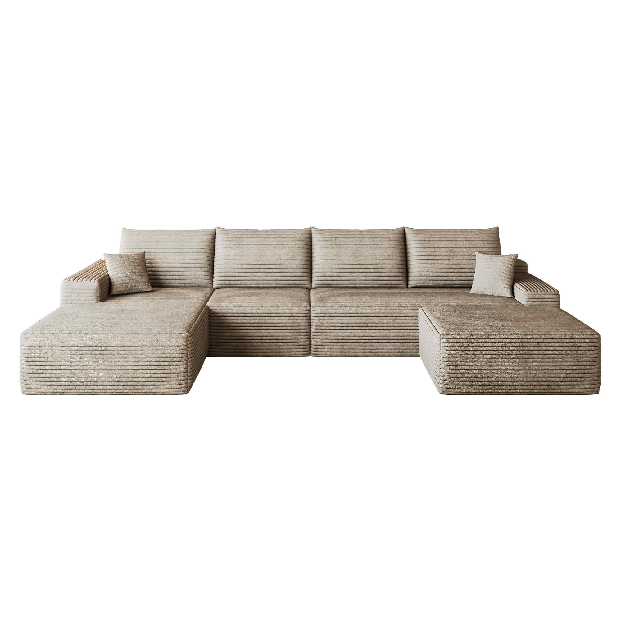 MAYEERTY 135 Inch L‑Shape Cloud Sectional Couch with Chaise, Modern Modular Deep‑Seat Sofa, Plush Corduroy Upholstered Couch, No Assembly Required for Living Room Bedroom Apartment