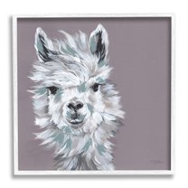 Michele Norman Adventurous Llama Breezy White Haired Alpaca Wise Glance 12" x 12" Framed Painting Art Print, by Stupell Home Décor