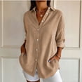 thumbnail image 2 of SAWOBUUN Womens Button Down Shirts Long Sleeve Striped Dress Shirt Collared Office Work Blouses Tops, 2 of 8