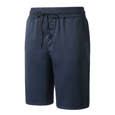 Swuxness Mens Casual Short Pants Twill Weave Drawstring Elastic Waist Pockets Loose Summer