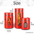 thumbnail image 4 of Premius Airtight 3-Piece Kitchen Glass Canister Set, Red, 4 of 4