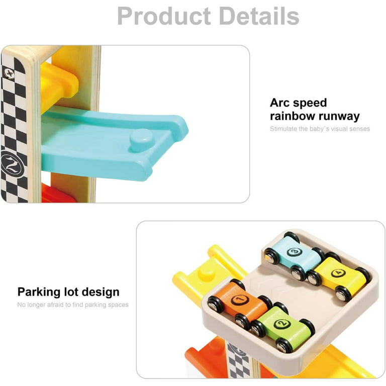 Montessori Toys for 2 3 Year Old Boys Toddlers, Car Ramp Toys with 6 Cars &  Race Tracks, Garages and Parking Lots, Ramp Racer Toy Gift for Boys Girls 