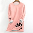 thumbnail image 2 of Dyegold Women'S Fleece Pullover Teen Girls Ladies Thick Cute Undershirt Warm Winter Sherpa Lined Pullover Casual Fall Fuzzy Shirts Thermal Fluffy Tops Long Sleeve Dog Paw Print Loungewear, 2 of 5