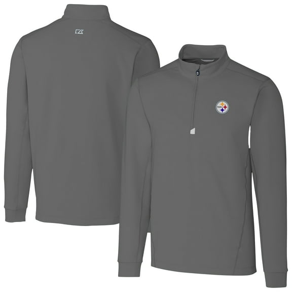 Men's Cutter & Buck Gray Pittsburgh Steelers Big & Tall Traverse Stretch Quarter-Zip Top