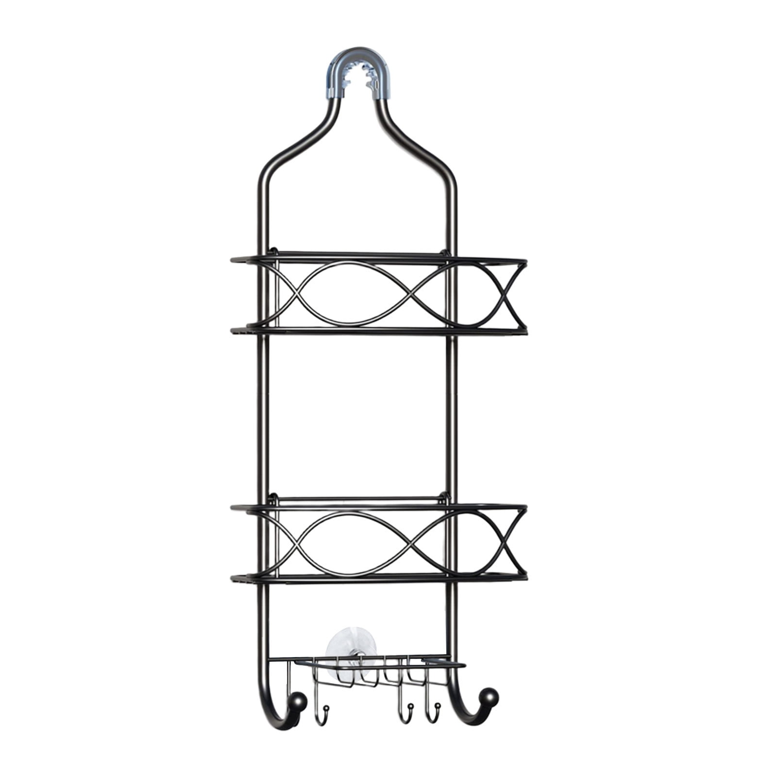 Fufafayo under $5 Shower Caddy Hanging Adjustable Shower Caddy, Rustproof Shower Organizer Extended Length Shower Caddy Over Shower Head with Hooks Soap Holder, Bathroom Organizer