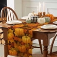 thumbnail image 4 of Fall Table Runner Thanksgiving Orange Harvest Pumpkin Table Runners Autumn Maple Leaves Cotton Linen Dresser Scarf Kitchen Dining Table Decor for Fall Holiday Party Decor 13x90 Inch, 4 of 9