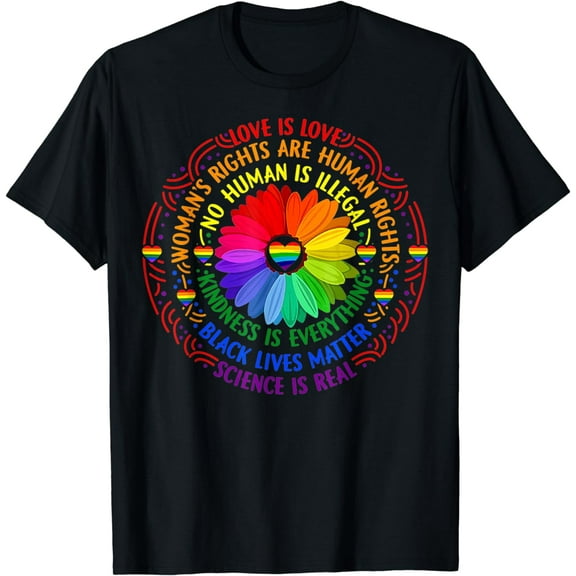 Pride Gay Rainbow Shirt Human LGBT Month Sunflower Plus Size T-Shirt