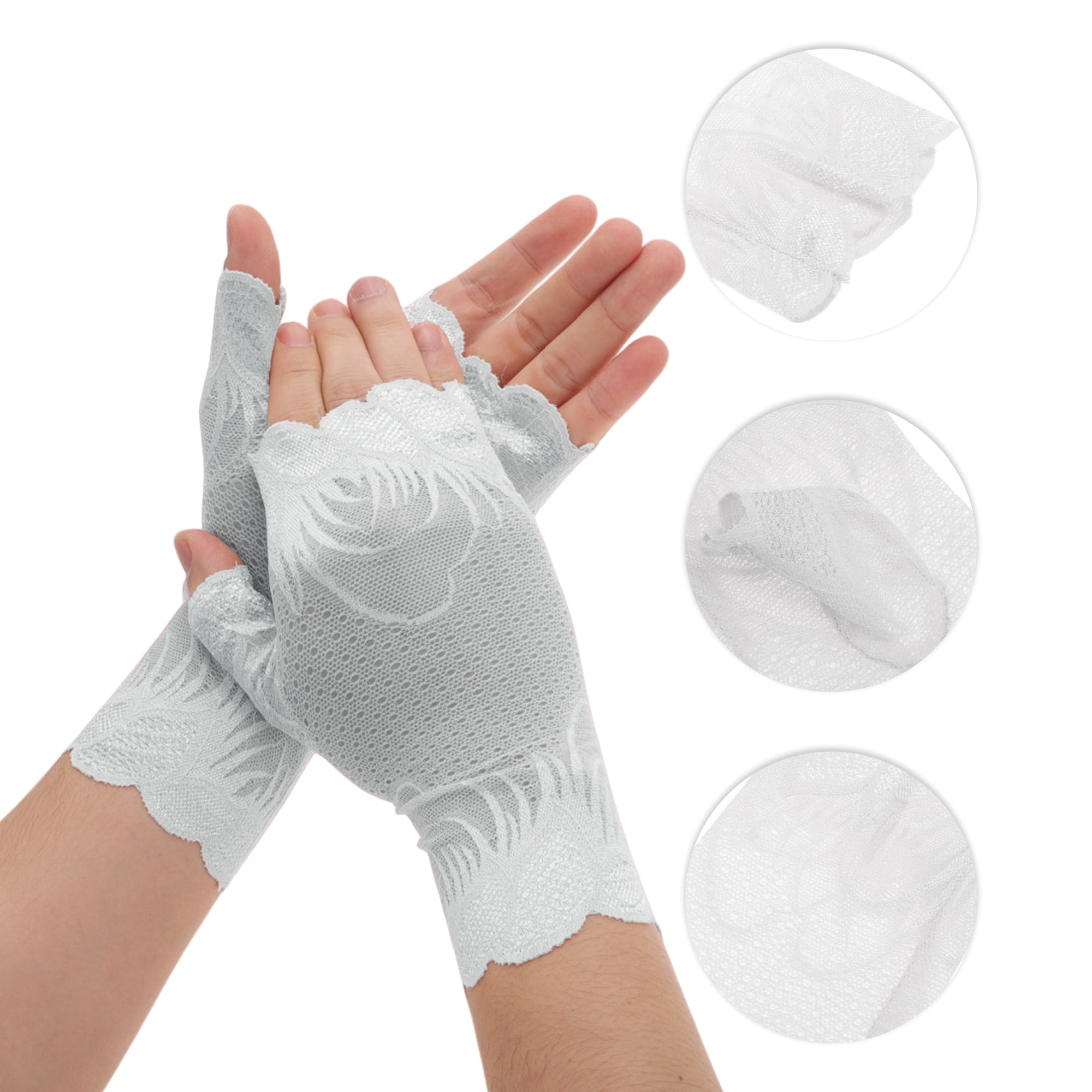 Unique Bargains Anti-slip Lace Manicure Gloves 1 Pair Gray