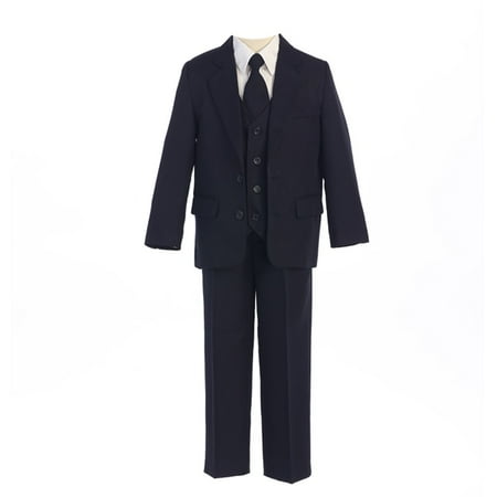 Sweet Kids Boys Navy Button Jacket Vest Shirt Tie Pant Suit 8-20 Husky
