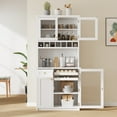 thumbnail image 2 of Sesslife Farmhouse Kitchen Pantry Storage Cabinet, Freestanding Buffet with Wine Rack, 4 Doors, Drawers and Adjustable Shelves, 74" Tall Multi-Functional Coffee Bar Cabinet Kitchen Cupboard, White, 2 of 7