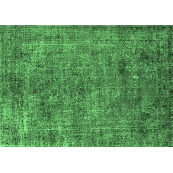 Ahgly Company Indoor Rectangle Oriental Emerald Green Industrial Area Rugs, 7' x 10'