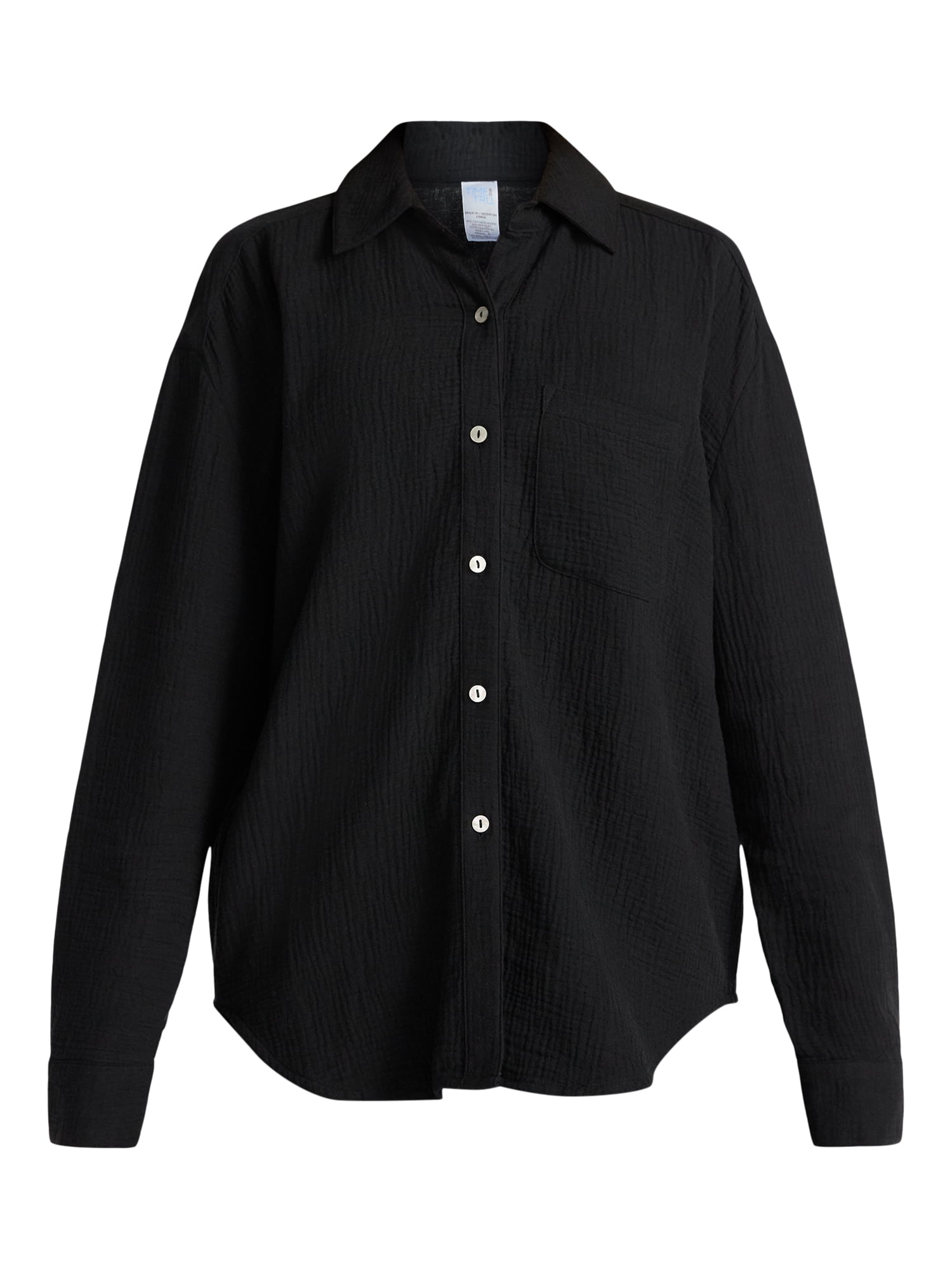 Time and Tru Women's and Women's Plus Cotton Button Up Coverup Shirt, Sizes XS-3X