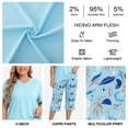 thumbnail image 2 of UNEEI Plus Size Pajamas Set for Women,2 Piece Loungewear Set Floral Sleepwear for Spring Summer Fall,Soft Lightweigh V Neck Short Sleeve Top and Capri Pants, 3XL Light Blue, 2 of 7