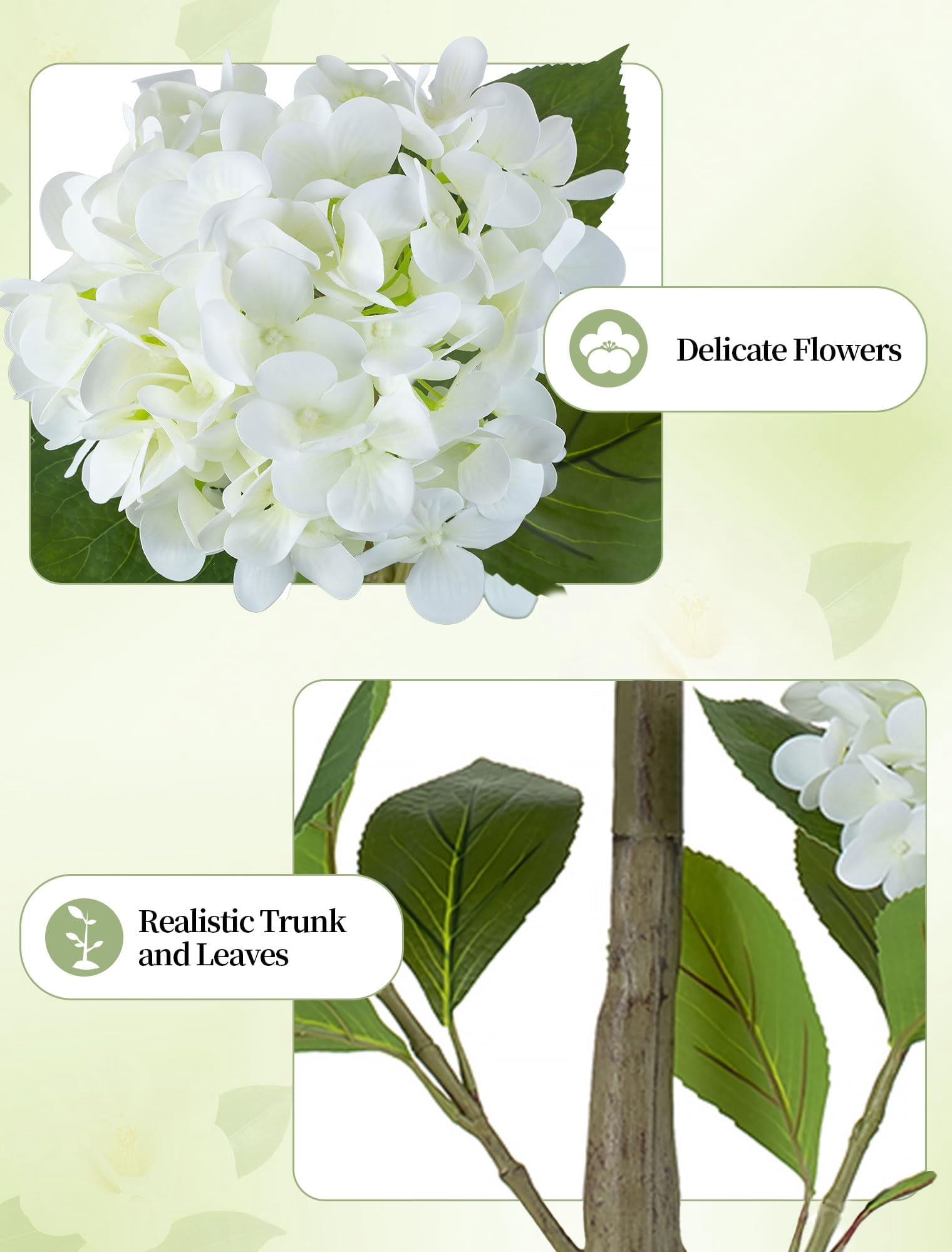 Nuptio 2 Pack Artificial Hydrangea Tree,  Faux Flower Plants for Floor Indoor Outdoor Front Porch Patio Entrance Decor 39"