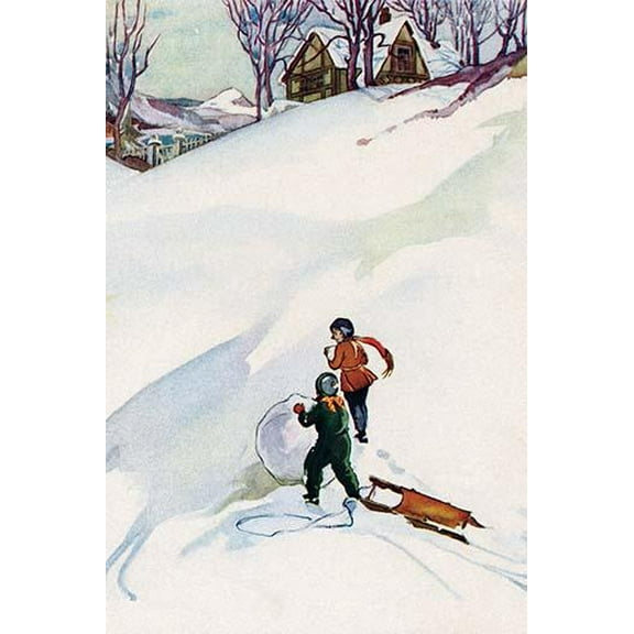 Beginning the Snowman- Fine Art Canvas Print (20" x 30")