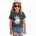 thumbnail image 4 of xaweyi Girls Halloween Graphic Tee Cute Ghost with Bow Short Sleeve Crew Neck Party Shirt,Sizes 5-6 Years, 4 of 5