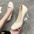 thumbnail image 5 of Wensltd Heels for Women Round Toe Dress Wedding Pumps Shallow Mouth Shoes Party Prom Work Formal Shoes, 5 of 5