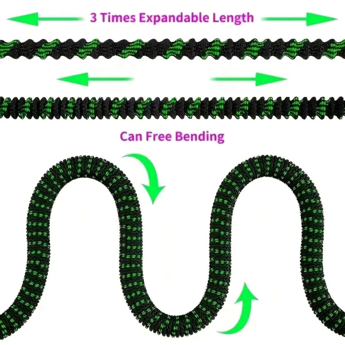 Expandable Water Garden Hose 50ft Upgraded Leakproof Lightweight No-Kink Garden Hose Flexible Expanding Water Hose(Black Green)