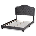 thumbnail image 3 of Baxton Studio Samantha Queen Size Grey Velvet Upholstered Button Tufted Bed, 3 of 10