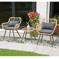 JOIVI 3Piece Patio Set, Outdoor Wicker Bistro Sets with Glass Top