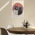 thumbnail image 2 of HFDF Cat Face Coverg Hat Canvas Wall Art Cute Black And White Double Cat Prt Patg Animal Aesthetic Wall Decor For Livg Room Teen Bedroom Kids Room 20x24inch Framed, 2 of 5