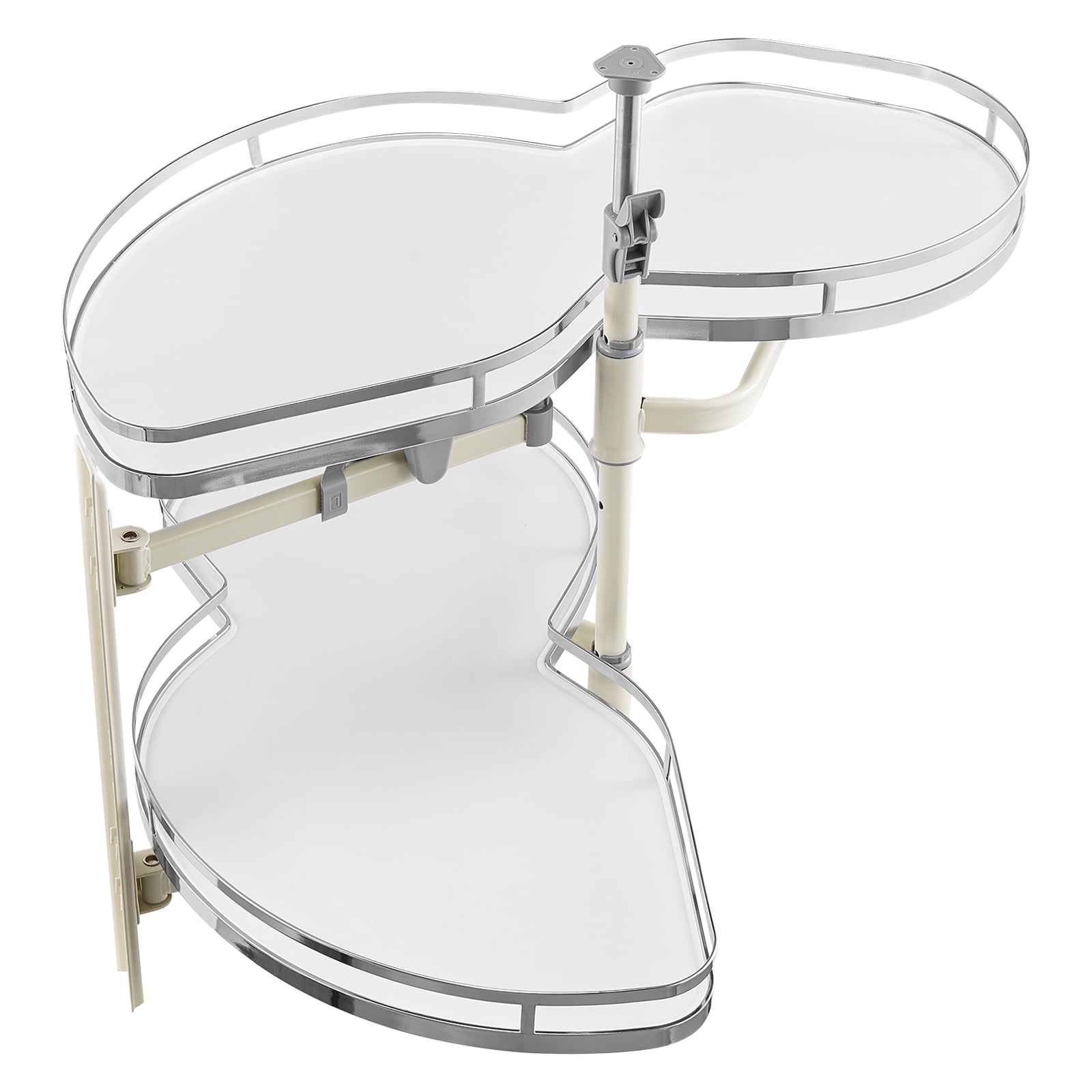 KFFKFF Under Sink Organizer, 2-Tier Pull Out Cabinet Organizer, 36-inch Left Blind Corner Cabinet Swing Tray , Adjustable 2-Tier Pull Out Organizer with Left Opening