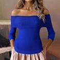 thumbnail image 2 of DHFJKG Off Shoulder Sweaters For Women Sexy Slim Fit Knit Long Sleeve Pullover Fashion Solid Color Spring Fall Trendy Tops, 2 of 5